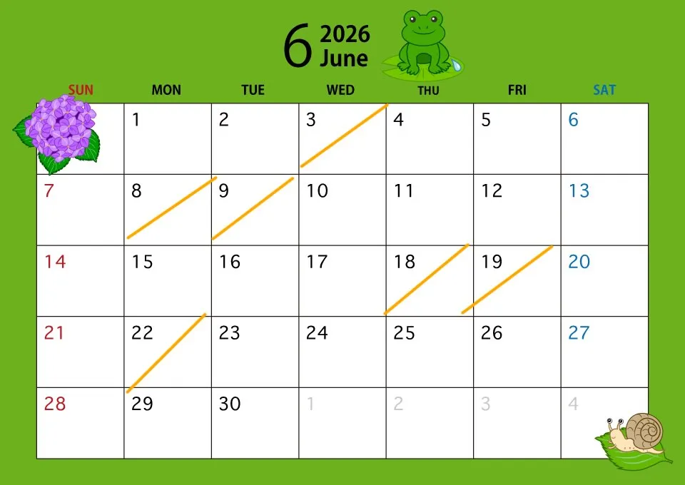 【6月の出勤日のお知らせ🌿】